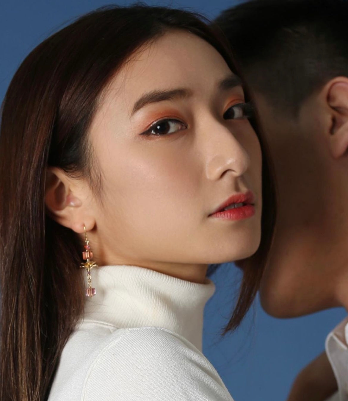 Peach Blossoms| Peachy color tone - floral - Cube crystals - Dreamy earrings