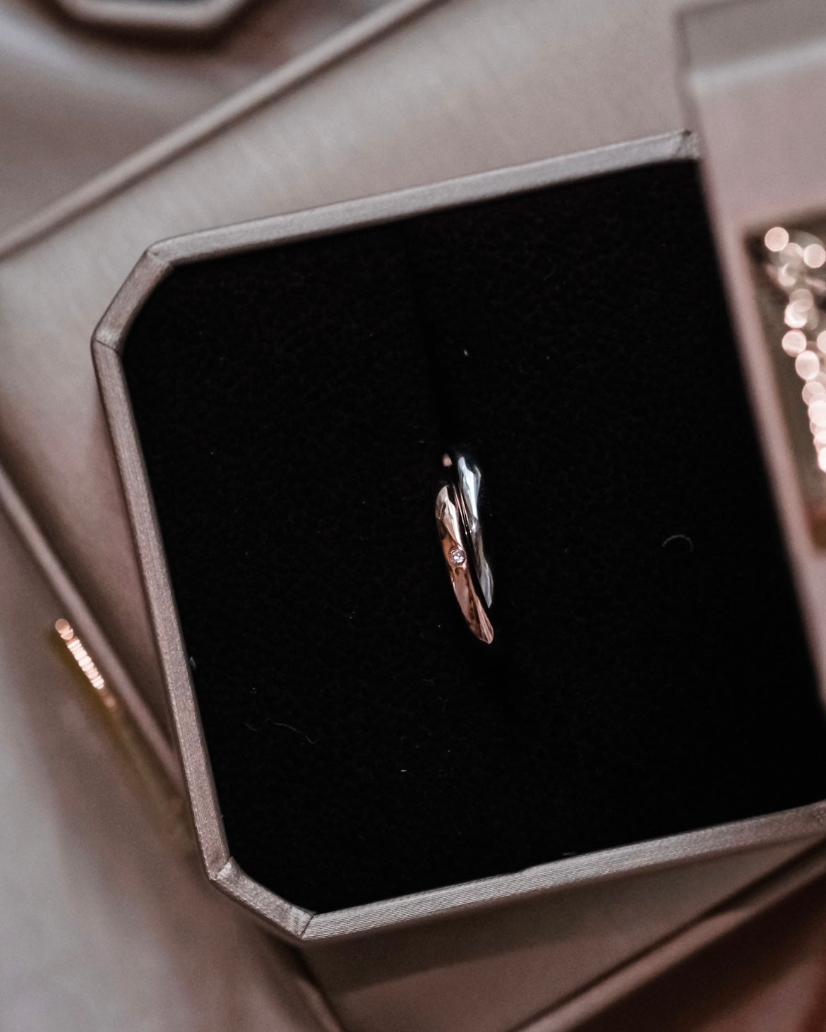 Rendezvous | Double Rings entwined - Platinum & Rose Gold