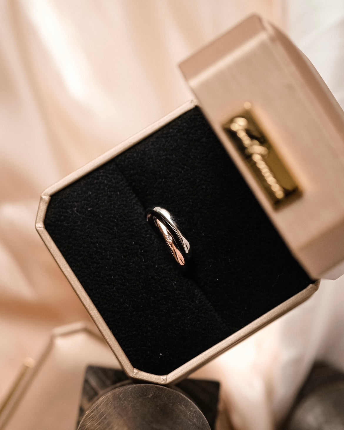 Rendezvous | Double Rings entwined - Platinum & Rose Gold