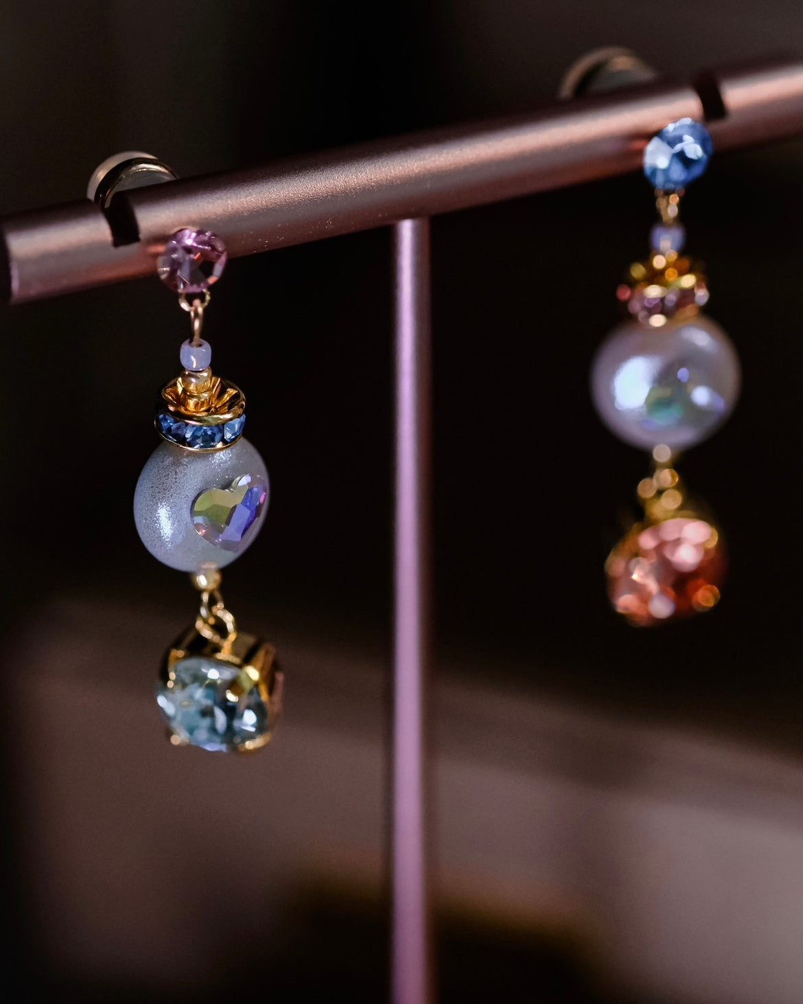 Sweetness | Collection AURA - Baby Blue baby pink Swa pearl earrings - cute and elegant