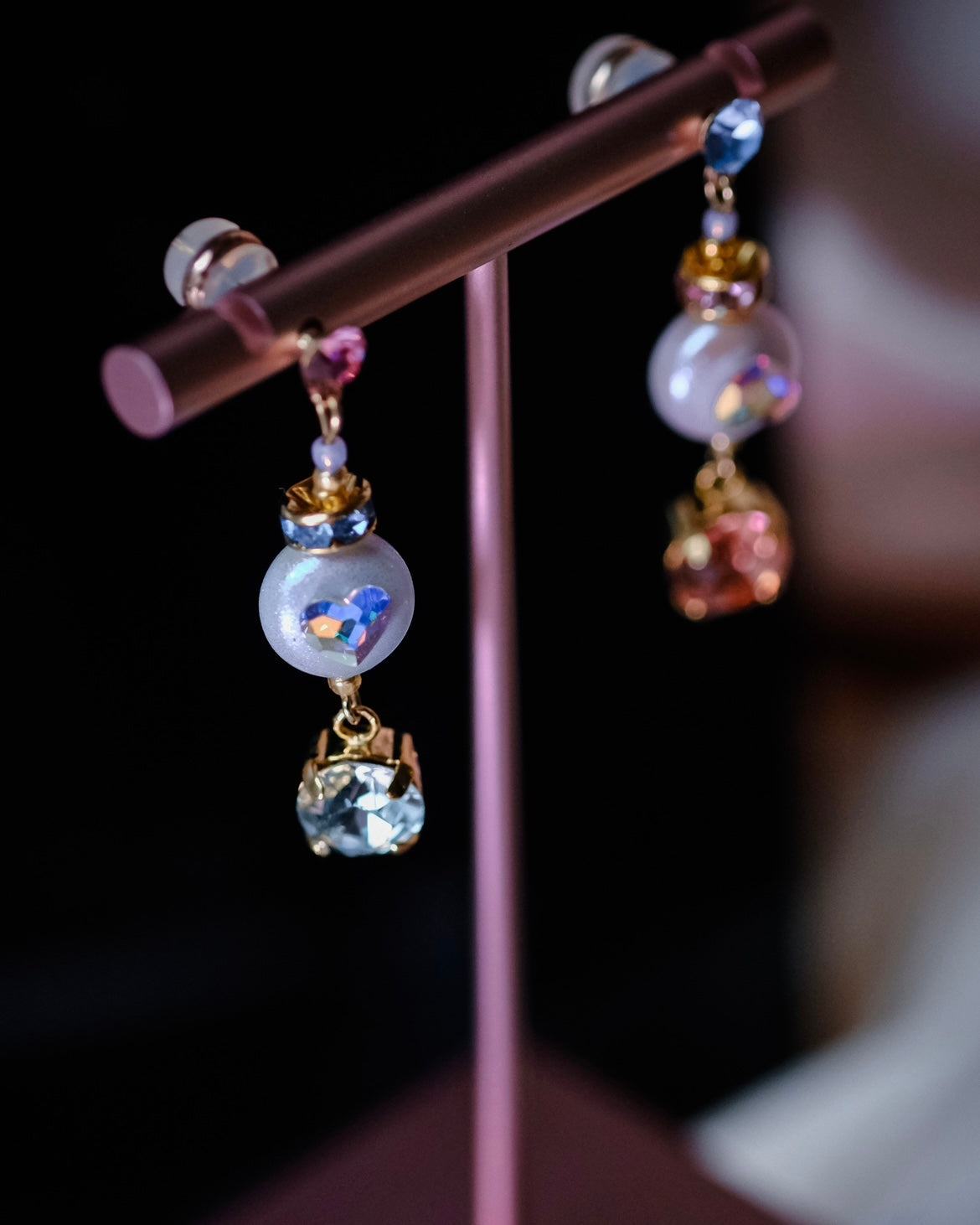 Sweetness | Collection AURA - Baby Blue baby pink Swa pearl earrings - cute and elegant