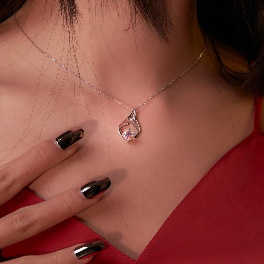 Morph.| 2- Way Diamond necklace - symphony color - silver plated with 18k white gold