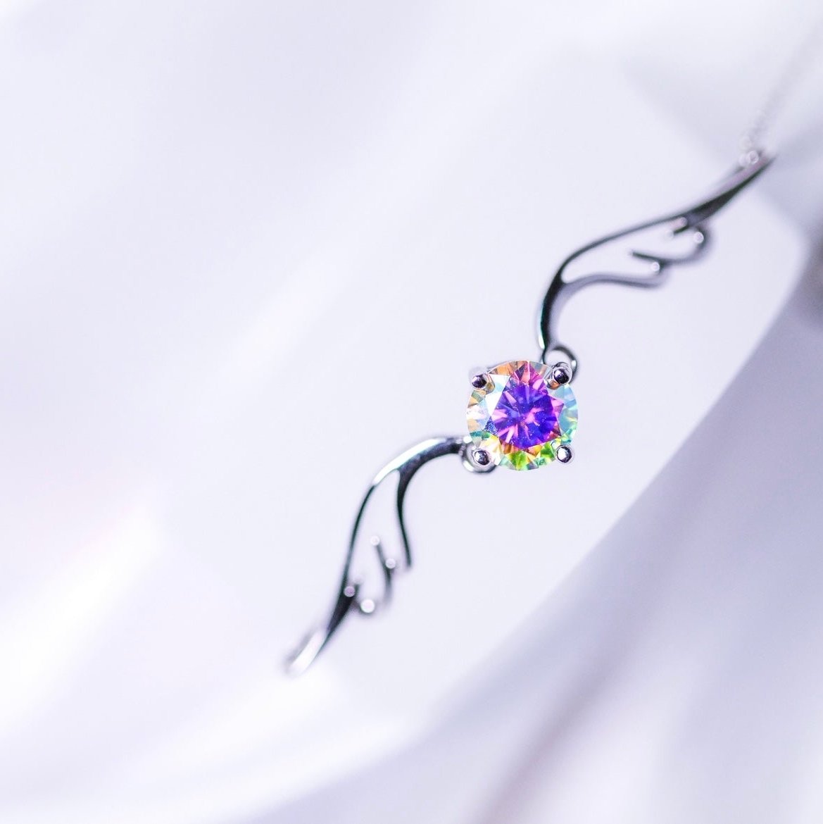 Morph.| 2- Way Diamond necklace - symphony color - silver plated with 18k white gold