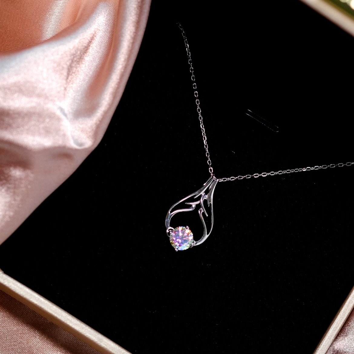 Morph.| 2- Way Diamond necklace - symphony color - silver plated with 18k white gold