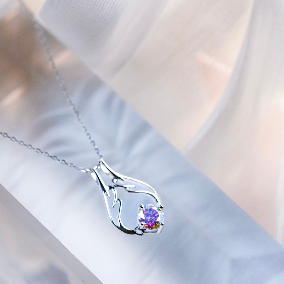 Morph.| 2- Way Diamond necklace - symphony color - silver plated with 18k white gold