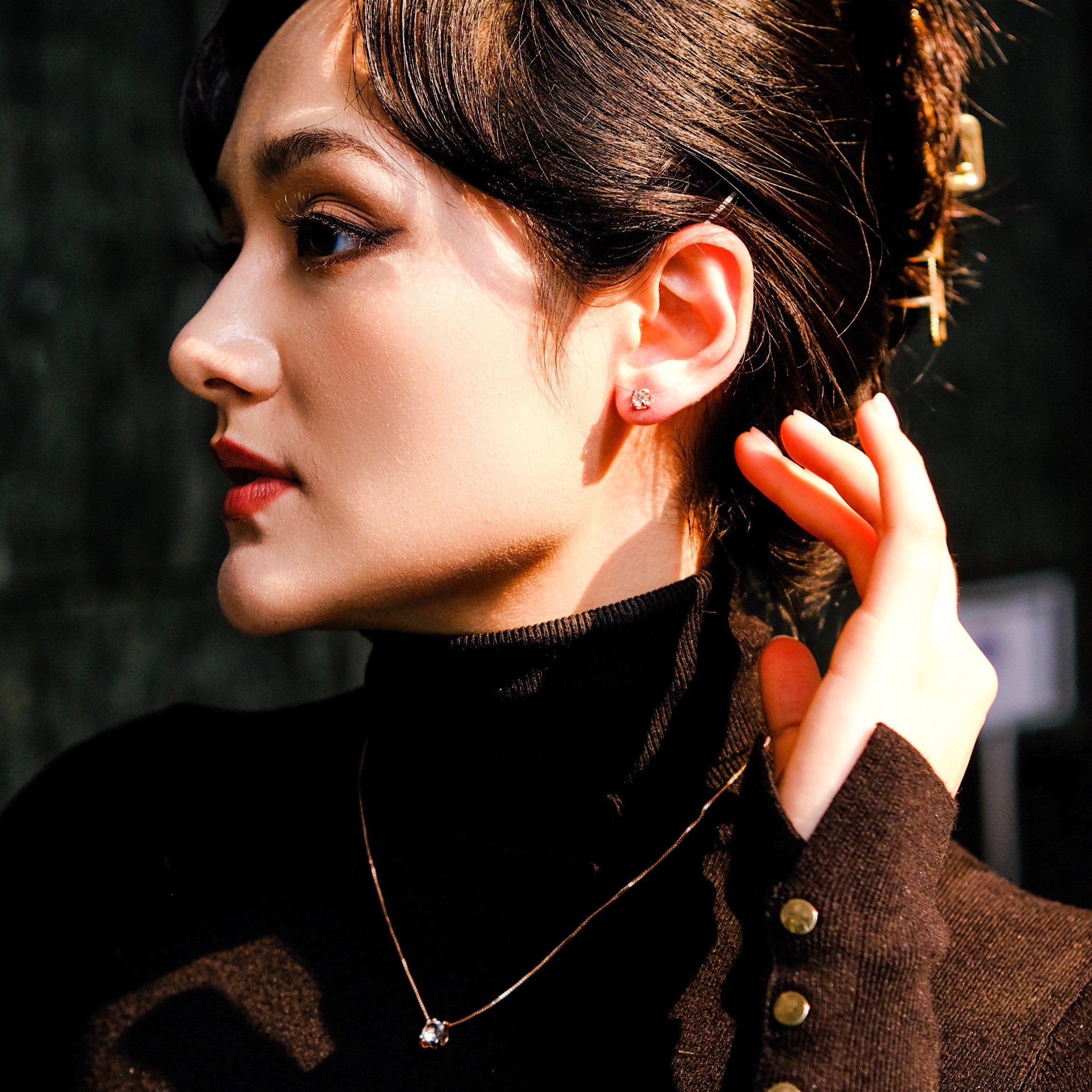 Boundary | Set - Earrings & Necklace - Rosegold - simple elegance