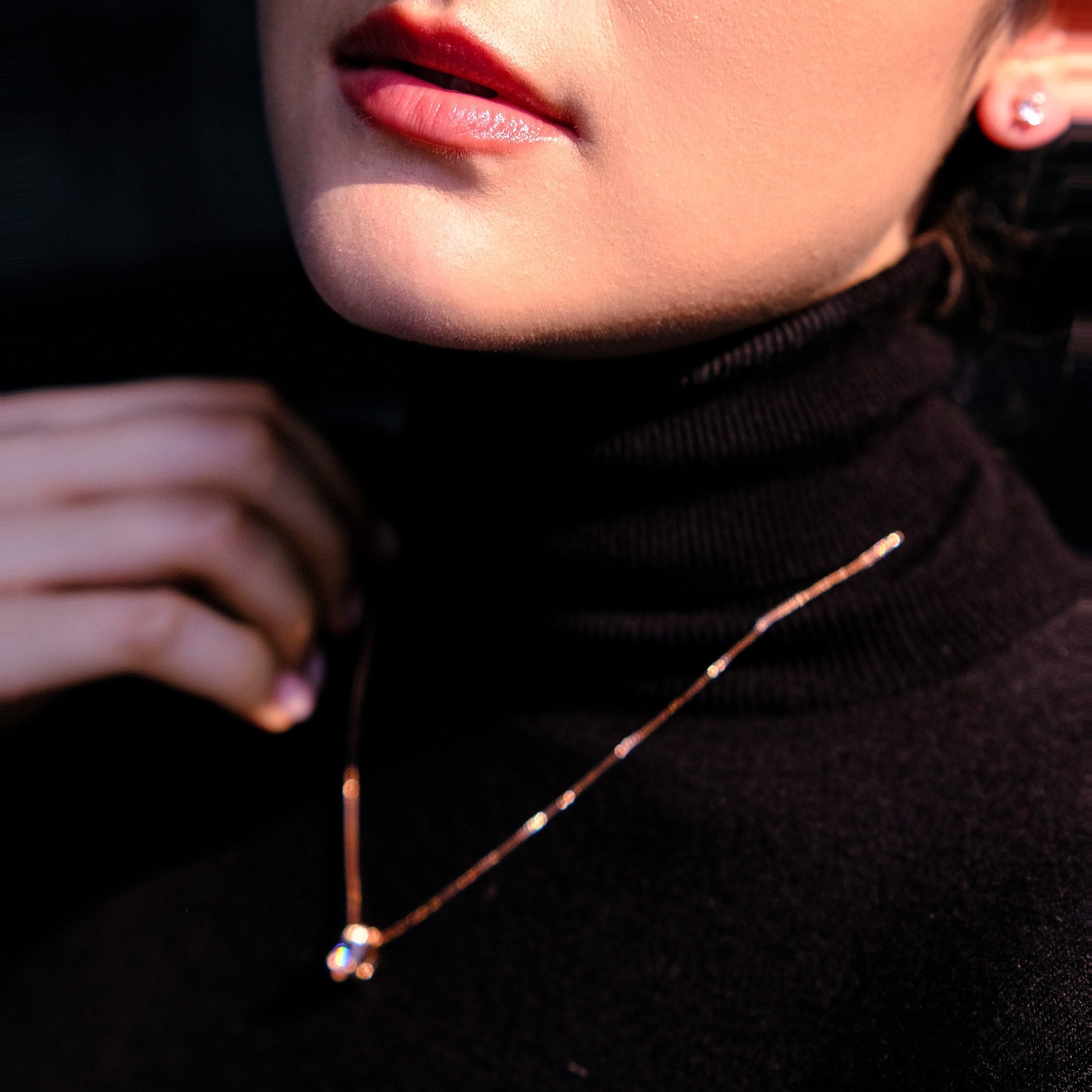 Boundary | Set - Earrings & Necklace - Rosegold - simple elegance