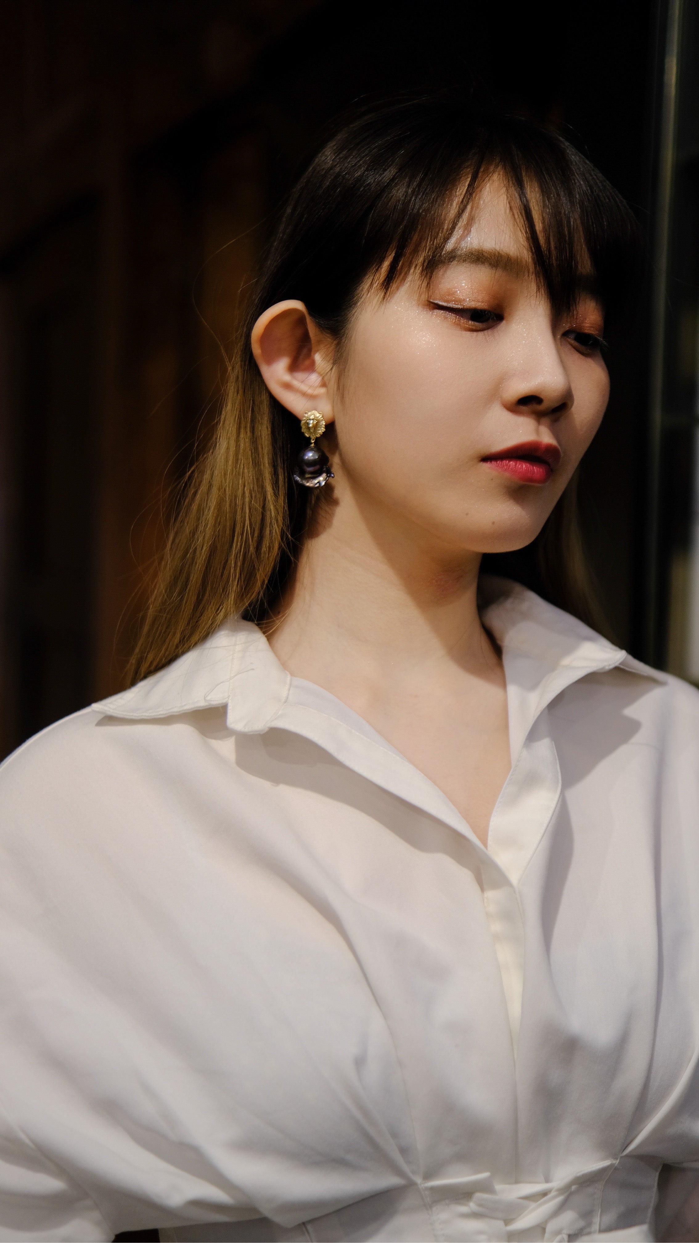 Stay Strong | Amazing violet baroque natural crystal earrings with Japanese golden craftsmanship