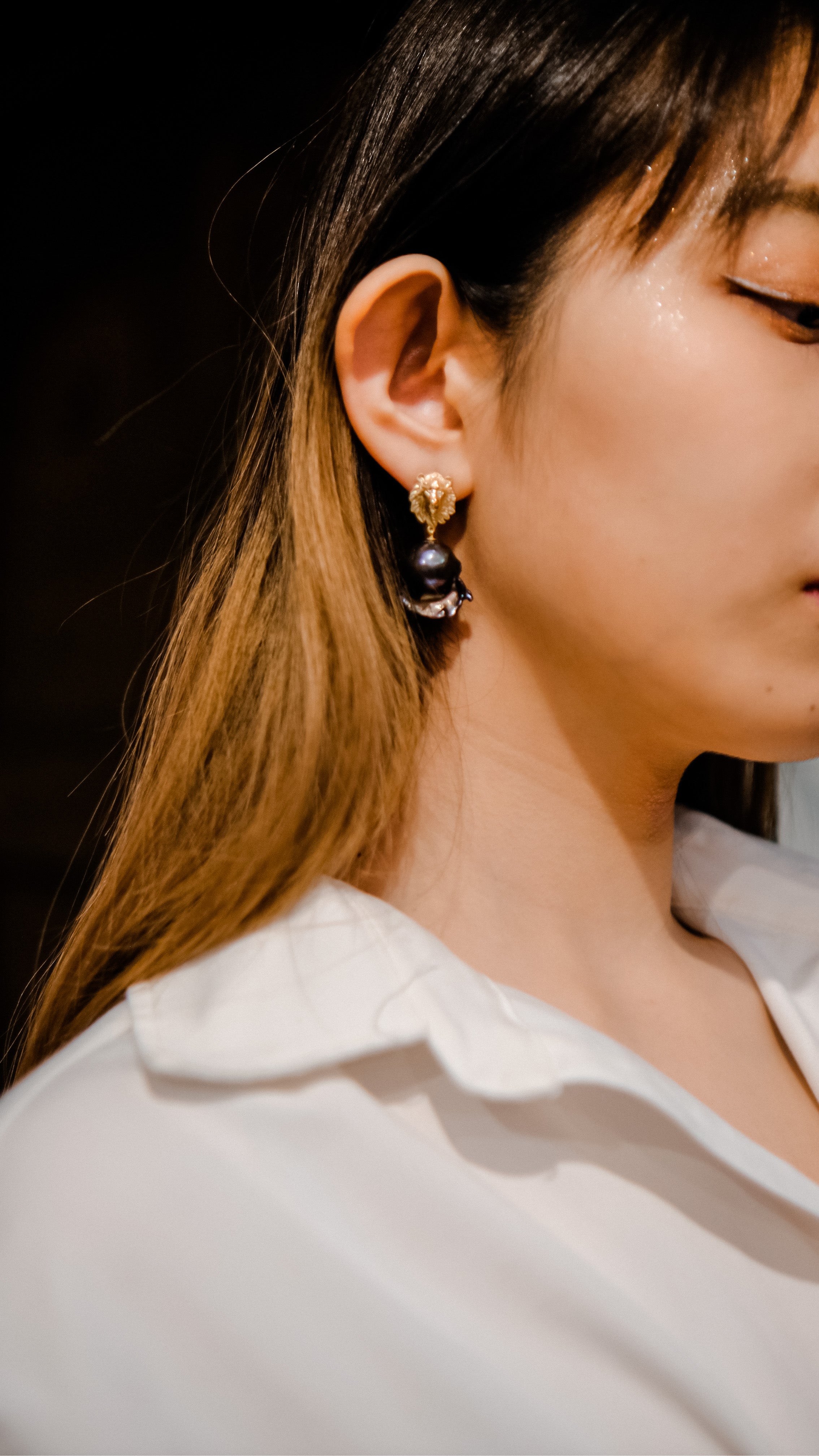 Stay Strong | Amazing violet baroque natural crystal earrings with Japanese golden craftsmanship