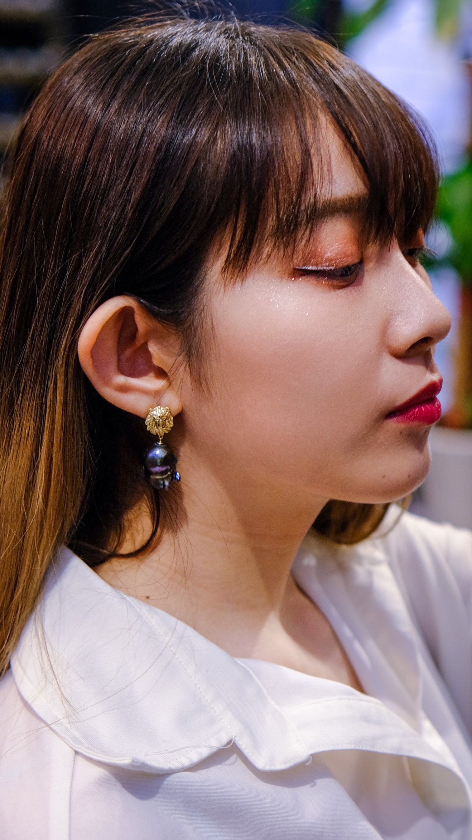 Stay Strong | Amazing violet baroque natural crystal earrings with Japanese golden craftsmanship