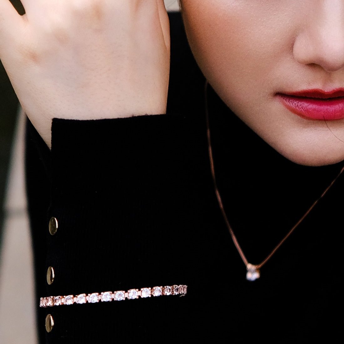 Glam | Bracelet - Easy Buckle - Rosegold - 27 pc of Swarovski Diamonds