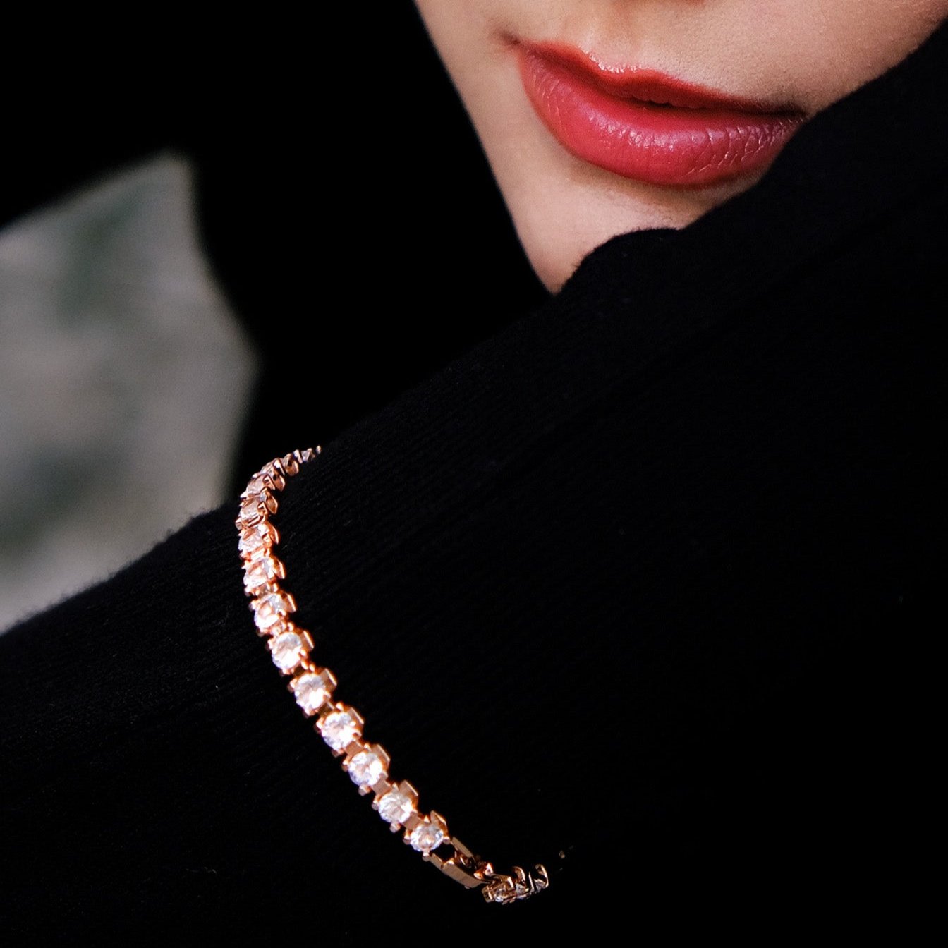 Glam | Bracelet - Easy Buckle - Rosegold - 27 pc of Swarovski Diamonds