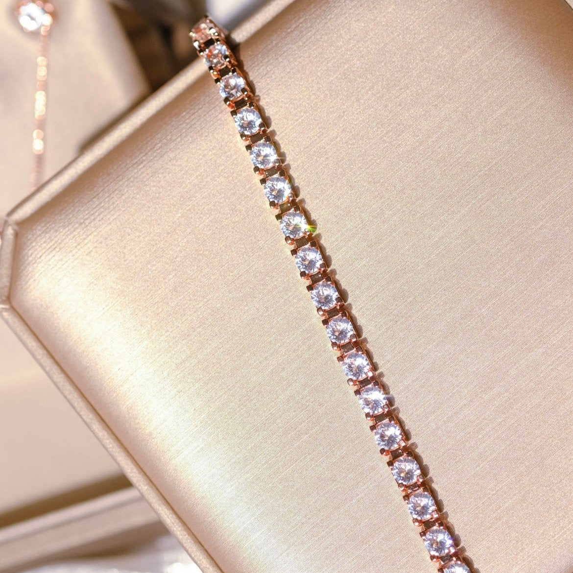 Glam | Bracelet - Easy Buckle - Rosegold - 27 pc of Swarovski Diamonds