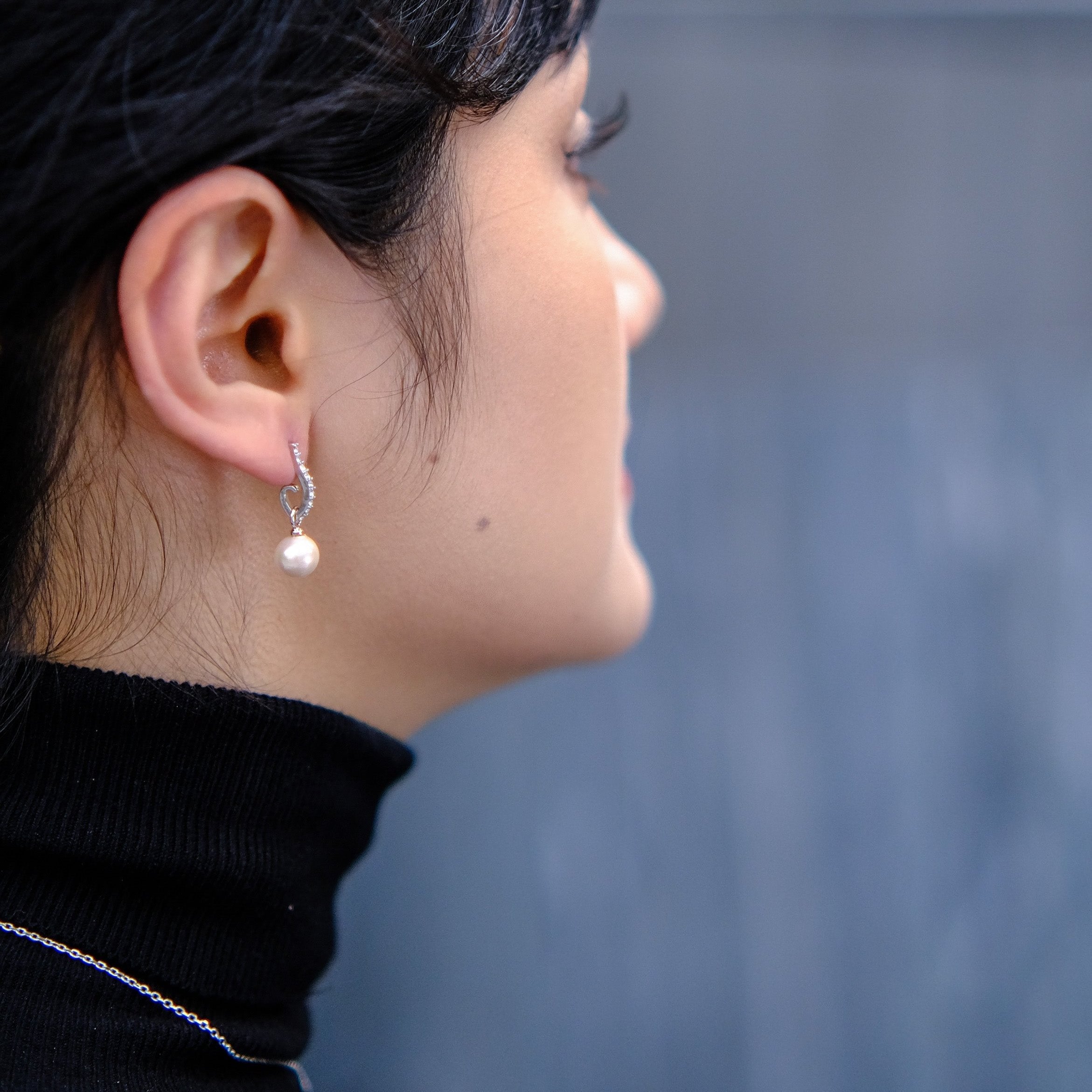 Bless - 4-way to wear pearl earrings - platinum 18k white gold