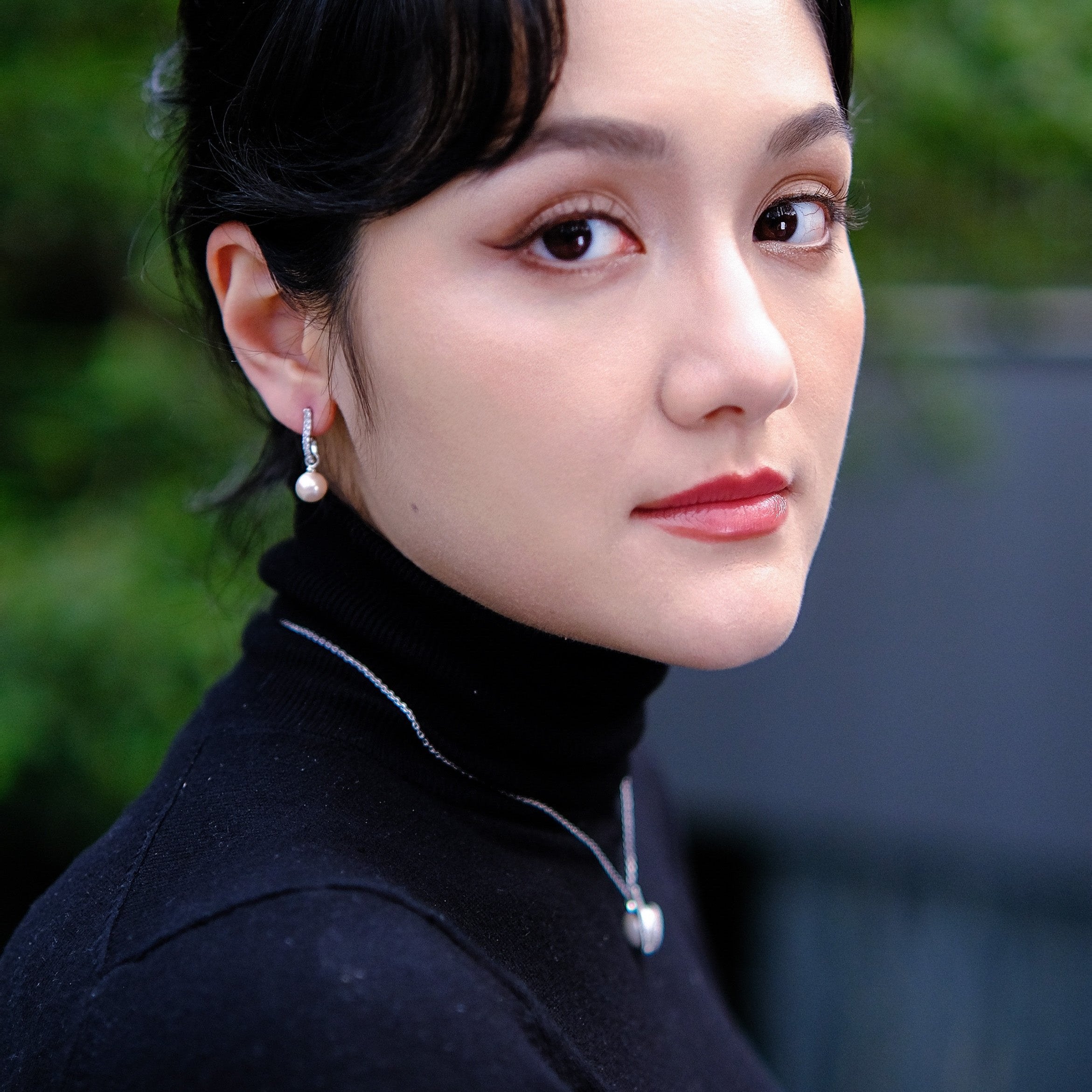 Bless - 4-way to wear pearl earrings - platinum 18k white gold