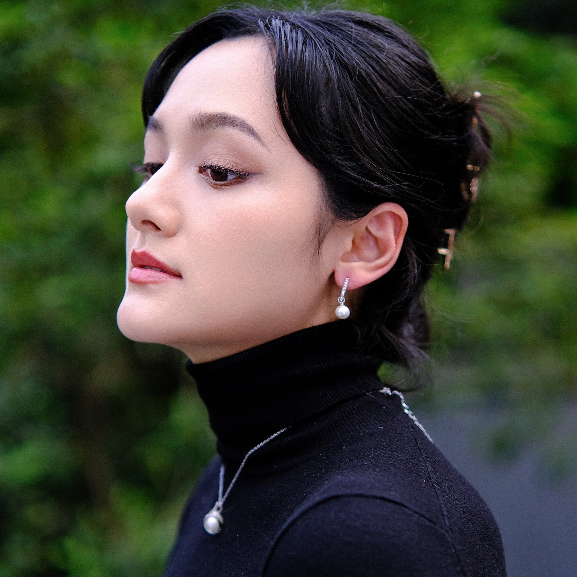 Bless - 4-way to wear pearl earrings - platinum 18k white gold