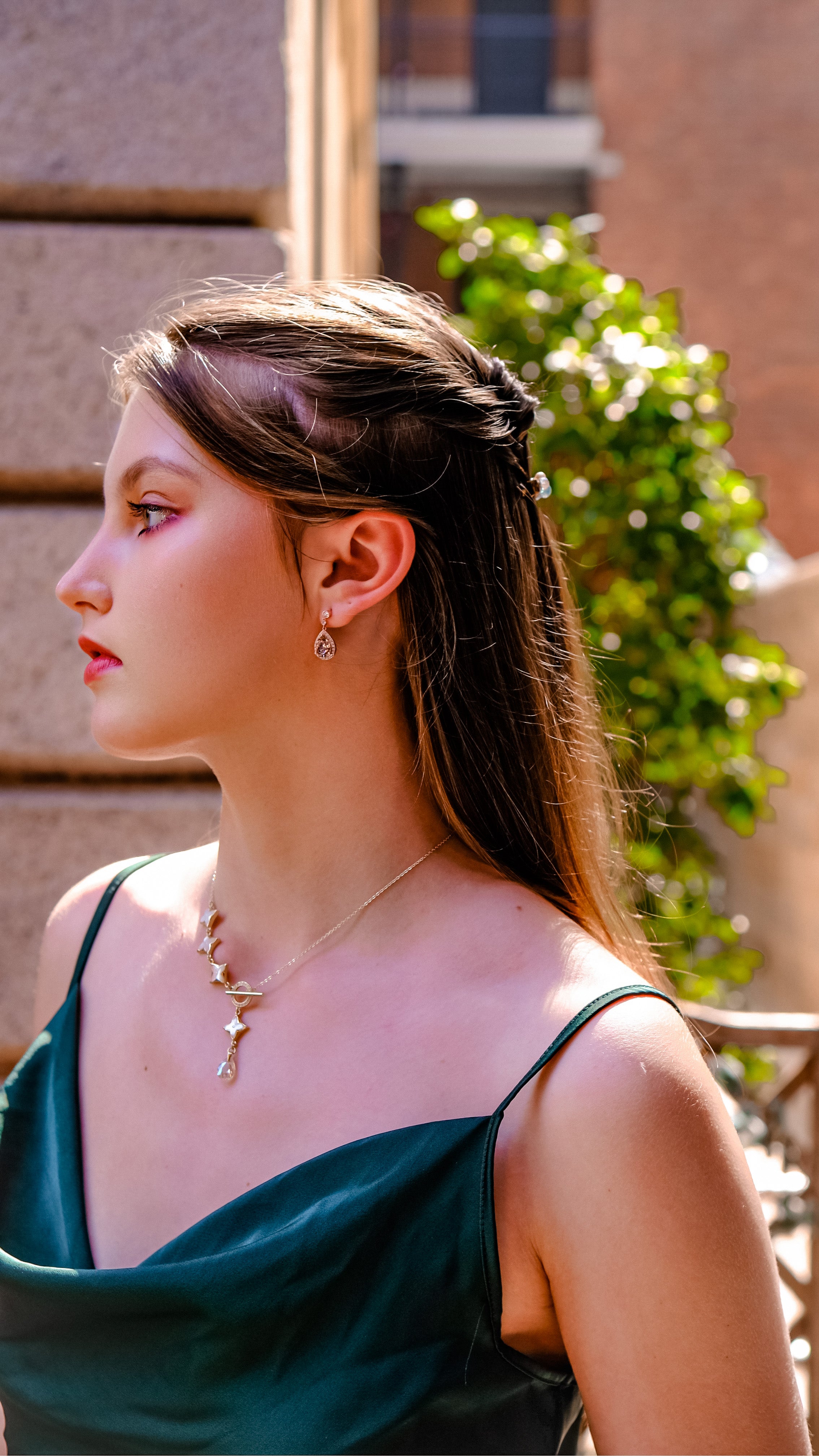 Sunset Glow | Collection Bible - Rose coloured Swarovski crystal princess elegant earrings