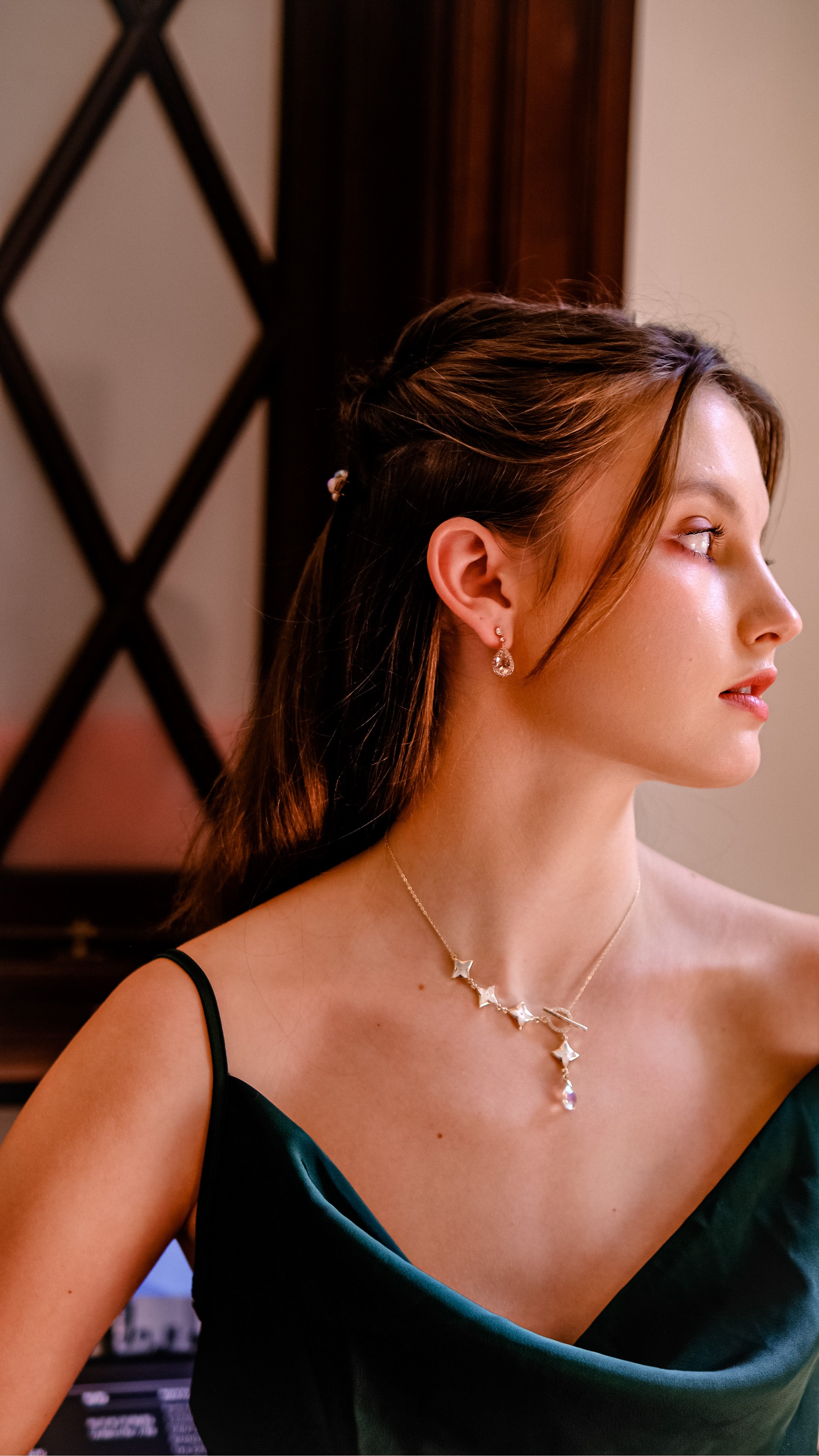 Sunset Glow | Collection Bible - Rose coloured Swarovski crystal princess elegant earrings