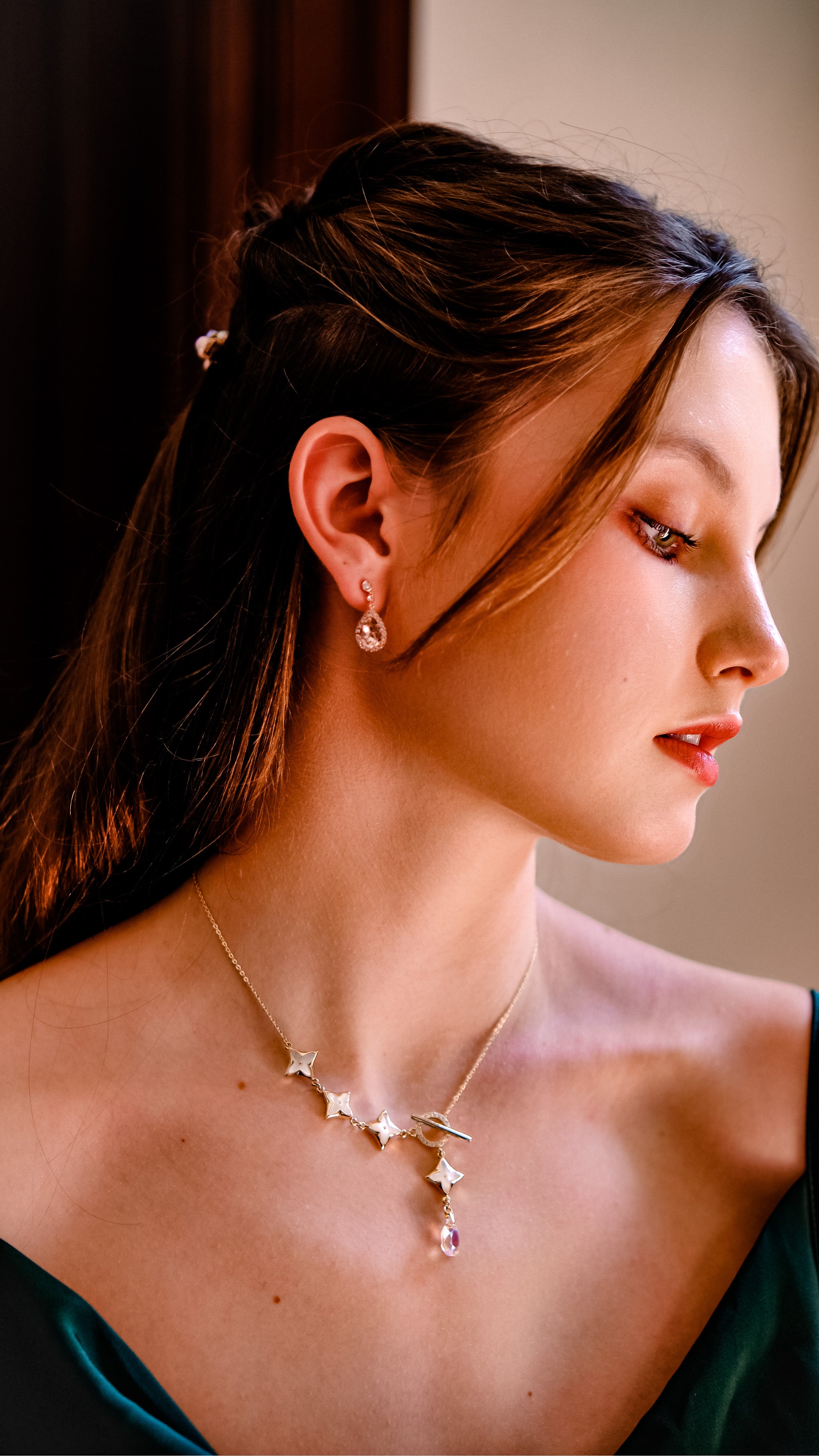 Sunset Glow | Collection Bible - Rose coloured Swarovski crystal princess elegant earrings